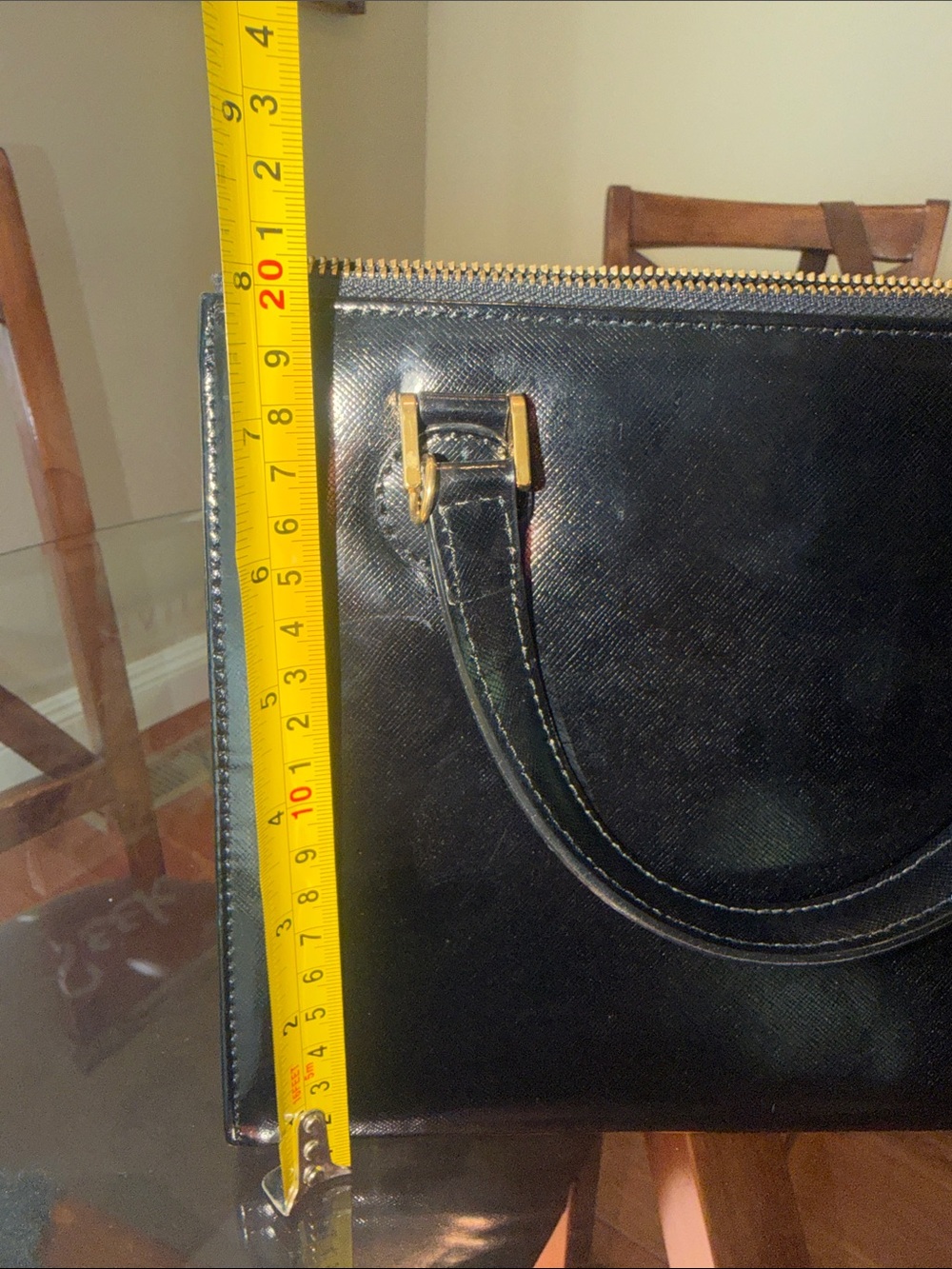 Versace Black Leather Satchel with Gold Medallion Hardware - Picture 5 of 5